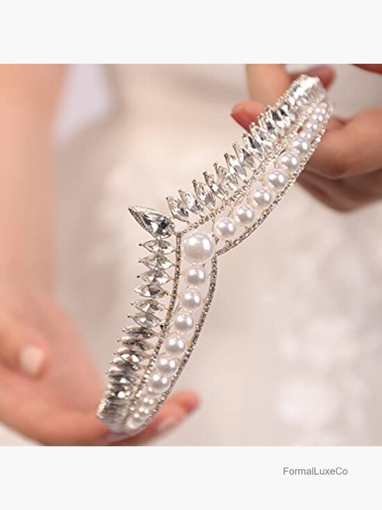 Rhinestone Crystal Tiara Crown Wedding Headband for Brides and Bridesmaids main image 6